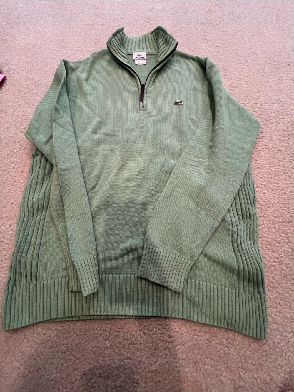 Lacoste Men's Mint Green Half-Zip Sweater